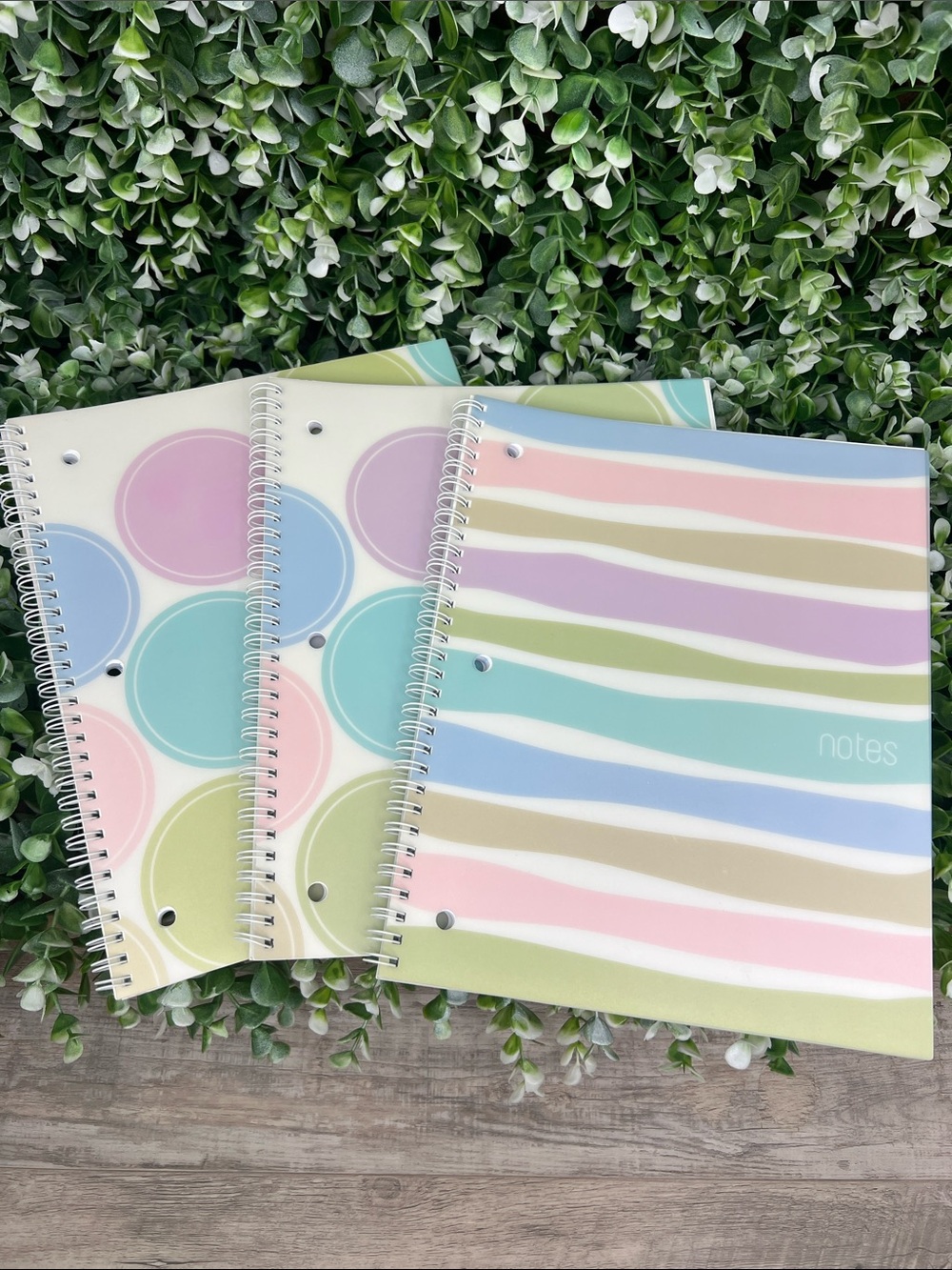 Vintage Carolina Pad Pattern Play Pastel Spiral Notebooks 80 Sheet Set of 3 Y2K